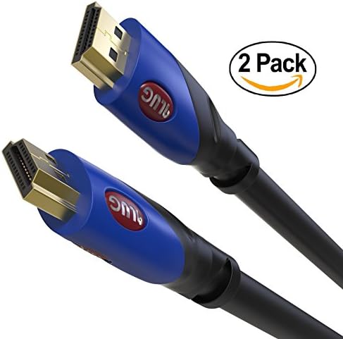 PlugLug High Speed HDMI Cable with ARC Ethernet (3ft) Newest Standard - Supports 4K, 1080p, 3D, Audio Return, Full HD and Ultra HD - Black (2 Pack)
