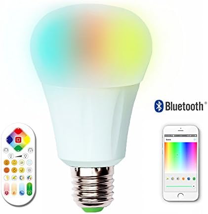 iHomma E27 Smart LED Light Bulbs, Works with Bluetooth APP and Remote Control, Dimmable Cool White + Warm White+RGB, Time Function, APP Controlled via Android/iOS, 10W 900 Lumen 110~240V [Energy Class A]