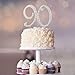 90 Cake Topper | Premium Sparkly Crystal Rhinestones | 90th Birthday or Anniversary Party Decoration Ideas | Quality Metal Alloy | Perfect Keepsake (90 Silver)