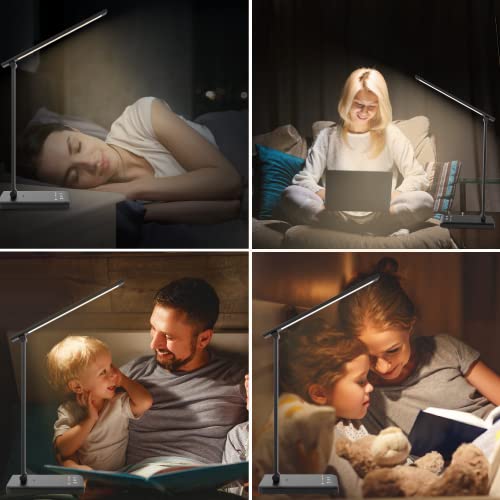 Somerick Schreibtischlampe LED - USB dimmbare Schreibtischlampe mit 5 Helligkeit & 5 Stufen, Schreibtischlampe mit Touch Control Licht zum Lesen, Büro, Arbeitszimmer (Schwarz)
