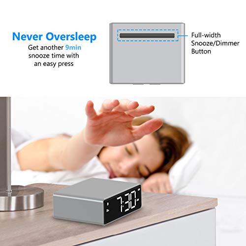 NOKLEAD Digital Alarm Clock 4 Brightness LED Display,Snooze 12/24H