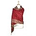 Paskmlna Border Pattern Double Layered Reversible Woven Pashmina Shawl Scarf Wrap Stole (#19red/gold)