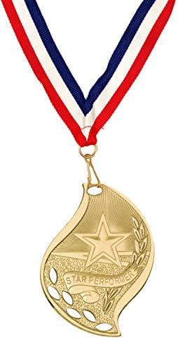 Star Performer Medal, Lot of 10, Click to Customize! Free Engraving. Medallion with Neck Ribbon