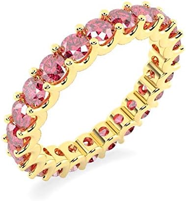 1.50 Carat Diamond Cut Ruby U Prong Set Full Eternity Ring in Hallmarked Gold