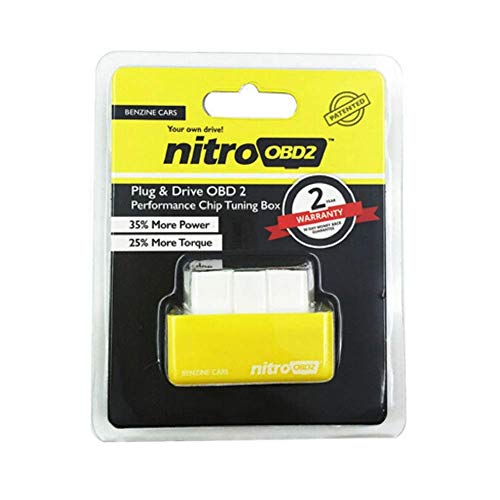 Outzone Nitro OBD2 Performance Chip Plug and Drive Tuning Power Box for Gasoline Petrol Car, Yellow - More 35% Power and 25% Torque