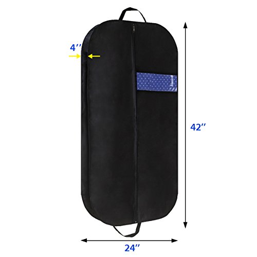 Poever 42" Portable Foldover Garment Bag Set of 3, Breathable Suit Bag with Handles and Gusset Dress Suit Cover