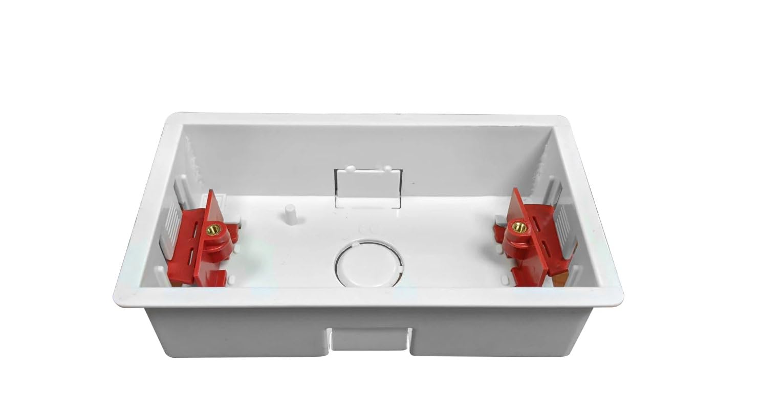 Dry Wall Back Box 2Gang 35mm Plastic Double Dry Lining Plasterboard Wall Back Box 35mm Electrical Socket Switch Recessed Wall Pattress 35mm - 1 Back box Pattress