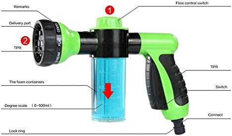 EFORCAR 1Pcs Car Foam Washer Gun High Pressure Portable Washer Nozzle Sprayer Jets Washing Machine Multi-Function for Gardening Car Washing Pet Bathing (Green)