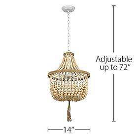 Amazon Brand – Stone & Beam Modern Farmhouse Wood Bead Ceiling Pendant Chandelier Fixture With 2 LED Vintage Light Bulbs… 41vp CpmdpL