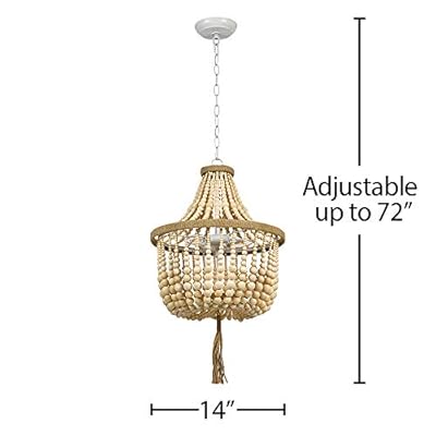 Amazon Brand – Stone & Beam Modern Farmhouse Wood Bead Ceiling Pendant Chandelier Fixture With 2 LED Vintage Light Bulbs… 41vp CpmdpL