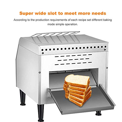 Commercial Conveyor Toaster, Bread Toaster Oven Stainless Steel Baking Container 14.4 x 4.3in, 450pcs/h