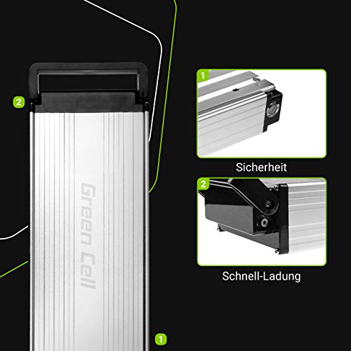Green Cell E-Bike Akku 36V 15Ah 540Wh Lithium Ionen für 250W Motor Rear Rack Elektrofahrrad C13 Batterie mit Ladegerät – Bild 4