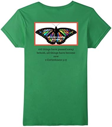 Women's Christian T-Shirt I Am a New Creation 2 Corinthians 5:17 Small Grass