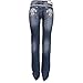 Sexy Couture Women's S145-PB Dark Wash Rhinestone Stitched Boot Cut Jeans
