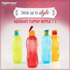 TupperwareEcco Water Bottle Set of 4 1l Large Eco Tumbler & Flip Top Guacamole NEW
