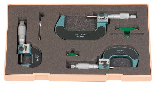 Mitutoyo 193-923 Digit Outside Micrometer Set, 0-3