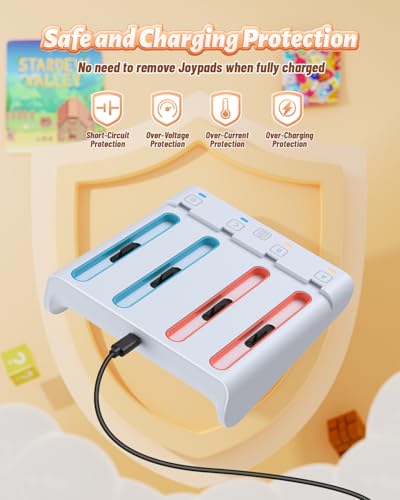 RGB Caricatore per Switch 2/Switch 1, FASTSNAIL Dock di ricarica compatibile con Switch 2 per Joycon 2, Controller accessorio per Switch 2/Switch 1