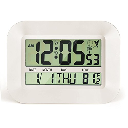 CIGERA 11" Atomic Digital Clock with Dual Alarms,Time Zones,DST Time