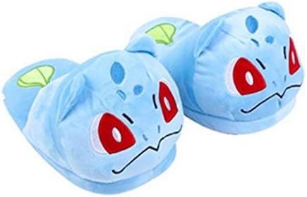 Anime Pokemon Bulbasaur Plush Indoor Bedroom Winter Warm Slipper 11",blue
