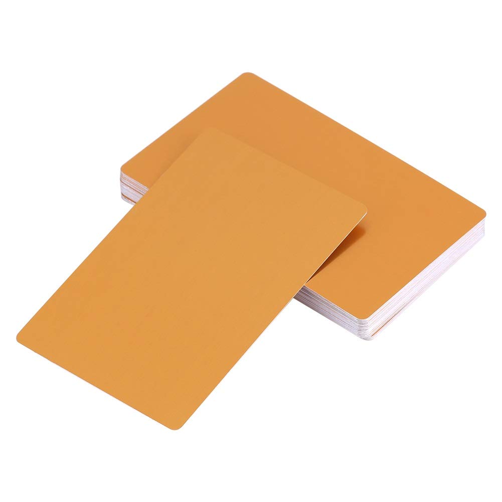 Business Cards - 50Pcs Impressive White Metal Business Card Engraved Business Cards Metal Name Cards (Color : Yellow)