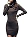 v28 Women Cowl Neck Knit Stretchable Elasticity Long Sleeve Slim Fit Sweater Dress