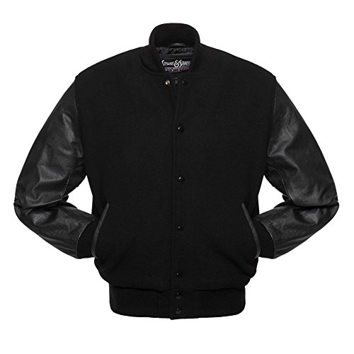 C112XL Varsity Letterman Jacket Black Wool & Black Leather Apparel