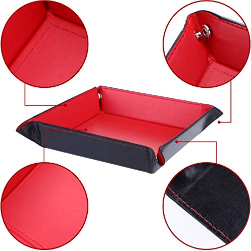 image for Jovitec 4 Pieces Dice Tray Dice Rolling Tray PU Leather Dice Holder Fo