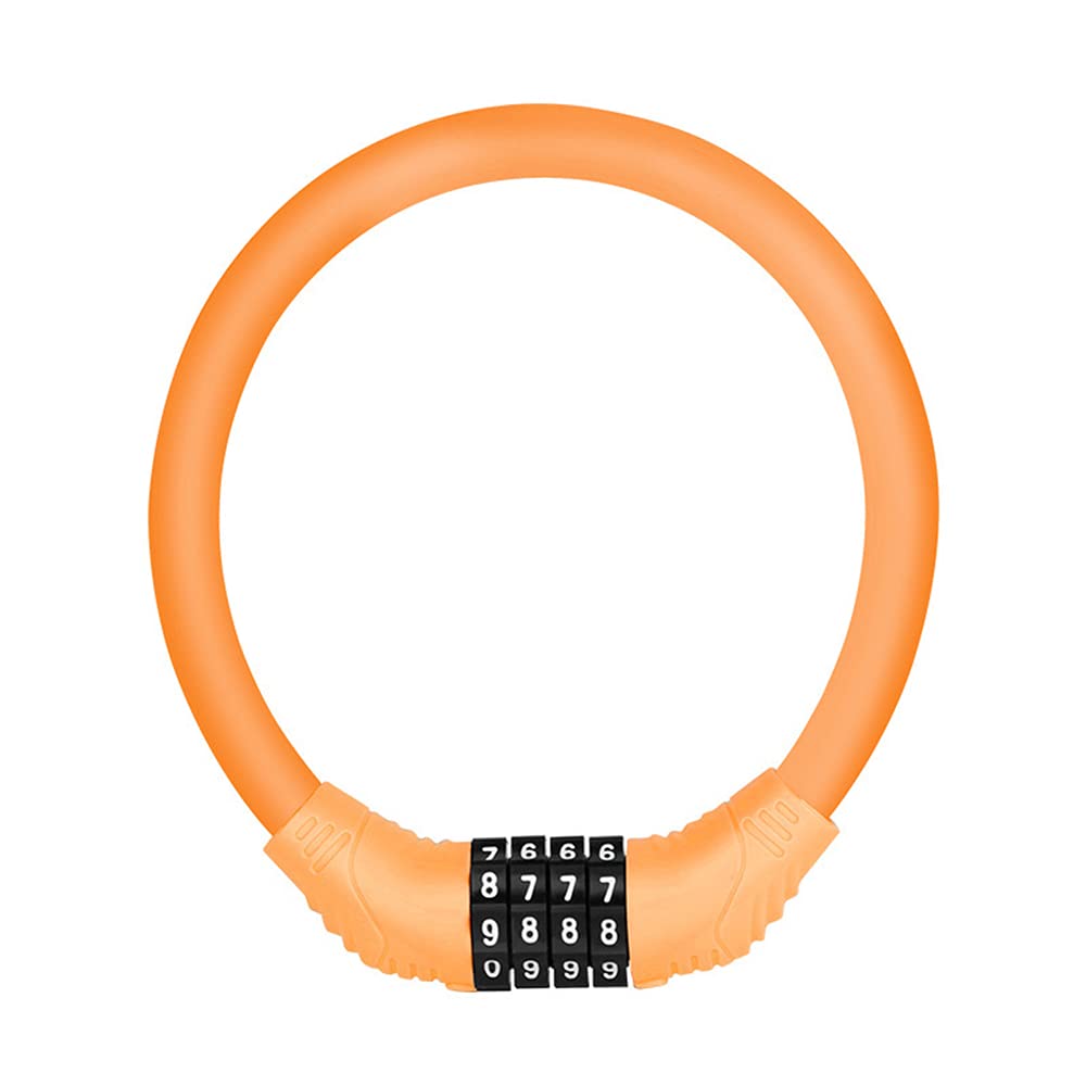 ACECECLE Security Bicycle Lock, 4 Digit Lock, Anti-Theft Lock Made of Thickened Steel Cable, Resettable Password, Road Bike and Mountain Bike Lock (Orange)