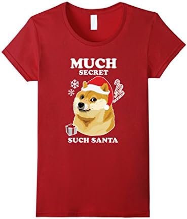 Women's Secret Santa Doge Much Secret Such Santa Shirt - Shiba Inu Large Cranberry