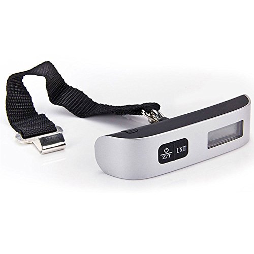Digital Hanging Luggage Scale, 110 Pounds, Rubber Paint, with Temperature Sensor and Tare Function,Silver, Battery Included