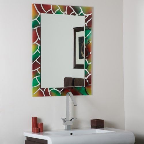 Decor Wonderland Mosaic Frameless Bathroom Mirror with Bevel Edge