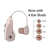 Best Digital Ear Hearing Amplifier, Personal Sound Enhancer amplifier, one PR44 button cell battery use up to 100 hours. 4 sizes of ear buds fit most customers. New flexible tube best fit over ear.