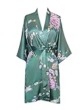 Old Shanghai Women's Kimono Short Robe - Chrysanthemum & Crane