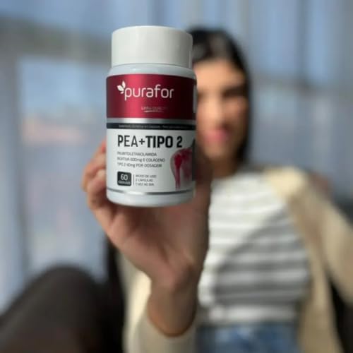 Suplemento PEA + Colágeno Tipo 2 | Palmitoiletanolamida Bioativa 600mg + Colágeno Tipo 2 40mg | 60 Cápsulas | Articulações e Recuperação Muscular