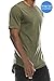 JC DISTRO Mens Hipster Hip Hop Cotton Elong Round Scallop Tshirt Military Green Medium