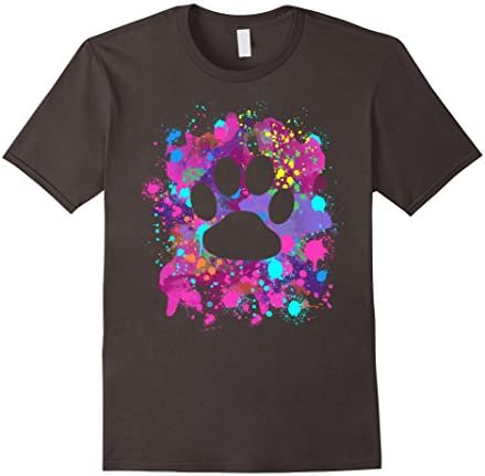 Men's Dog Paw Print Shirt Watercolor Dogs Graphic Tee T-Shirt 2XL Asphalt