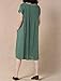 Mordenmiss Women's Cotton Linen Tunic Dress Pleated Short Sleeve Sundresses Summer Daily Pullover with Pockets L Green