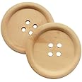 Chenkou Craft 30pcs 40mm 1 1/2" Round Natural Wood Buttons 4 Holes Craft Sewing Button (40mm)