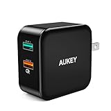 AUKEY USB Wall Charger with Quick Charge 2.0 & Foldable Plug for Nexus 6, Samsung S8/S7/S6/Edge, Note 4/5, LG G4 & More - Black