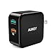 AUKEY USB Wall Charger with Quick Charge 2.0 & Foldable Plug for Nexus 6, Samsung S8/S7/S6/Edge, Note 4/5, LG G4 & More - Black