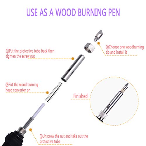 Wood Burning Kit, Uolor 54Pcs 2 in 1 Pyrography Wood Burner with Soldering Iron Accessories, Adjustable Temperature Woodburning Pen, Various Embossing/Carving/Soldering Tips - Thumbnail 5