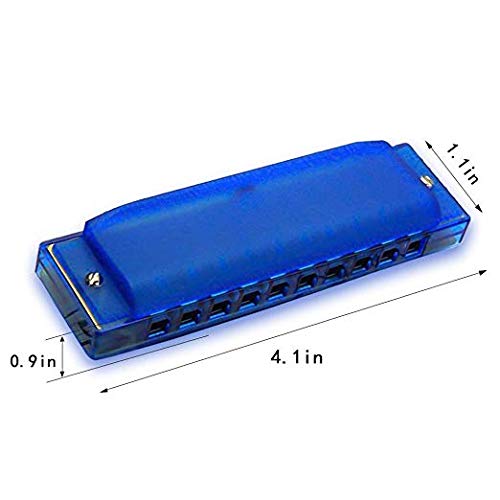 AMOR PRESENT Kids Harmonica, 2 PCS Translucent Harmonica with Case 10 Holes Diatonic Bules Children Harmonica