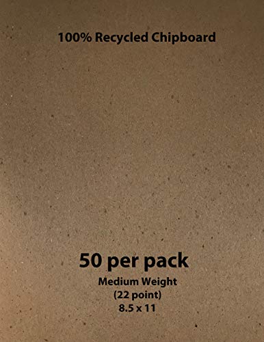 Medium Weight Chipboard (22 Point) - Brown, 8.5 x 11-50 per Pack