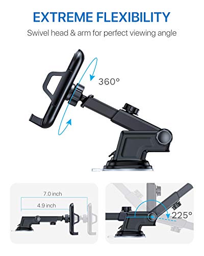 Car Phone Mount,Cell Phone Holder for Car Dash Windshield Dashboard Universal 360°,Strong Sticky Suction, One Button Release Car Cradle,Universal Smartphone Car Mount Holder Cradle for any smart phone