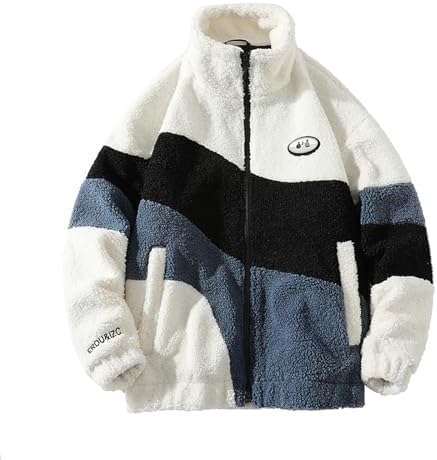 Aelfric Eden Mens Color Patchwork Oversized Sweater Sherpa Jackets 