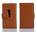 Cadorabo Case works with Nokia Lumia 920 in SADDLE BROWN (Design BOOK STRUCTURE) – with 2 Card Slots – Wallet Case Etui Cover Pouch PU Leather Flip