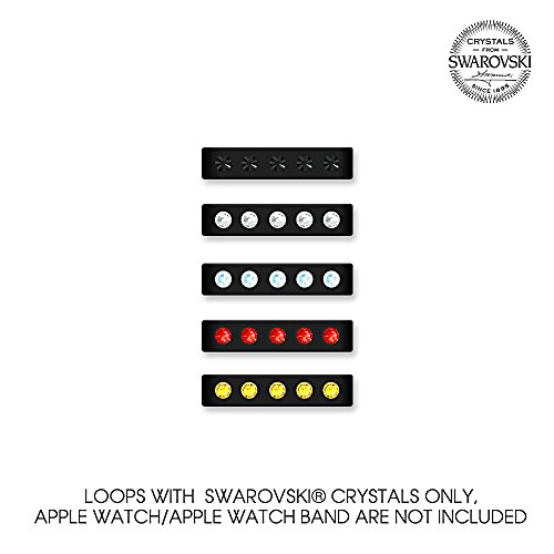 Add SPARKLES to your Apple Watch 38mm! Bling My Thing Disney I Love Mickey, Black, Loop Set with Swarovski crystals, Easily Slide them On and Off the watch band, Suitable for Series 1 and 2