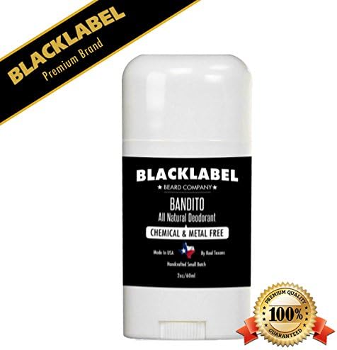 Blacklabel Beard Company Premium Bandito All Natural Deodorant Handmade in USA Mint Scented 100% Natural &amp; Organic 1 fl. oz Exclusively Made by Texans