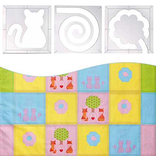 Low Shank Free Motion Quilting Template Set, 3 Quilting Templates, 12