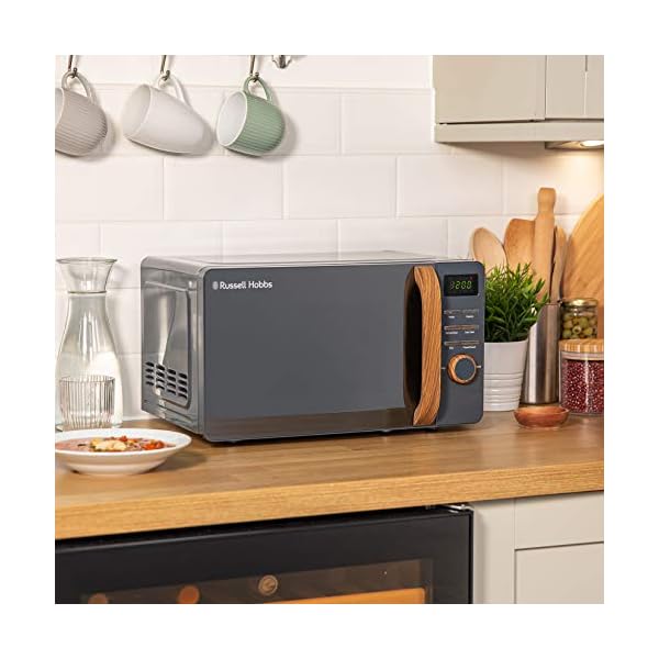 Russell-Hobbs-RHMD714G-17-L-700-W-Scandi-Grey-Digital-Microwave-with-5-Power-Levels-Wood-Effect-Handle-Dials-Clock-Timer-Automatic-Defrost-Easy-Clean-8-Auto-Cook-Menus Russell Hobbs RHMD714G 17 L 700 W Scandi Grey Digital Microwave with 5 Power Levels, Wood Effect Handle & Dials, Clock…